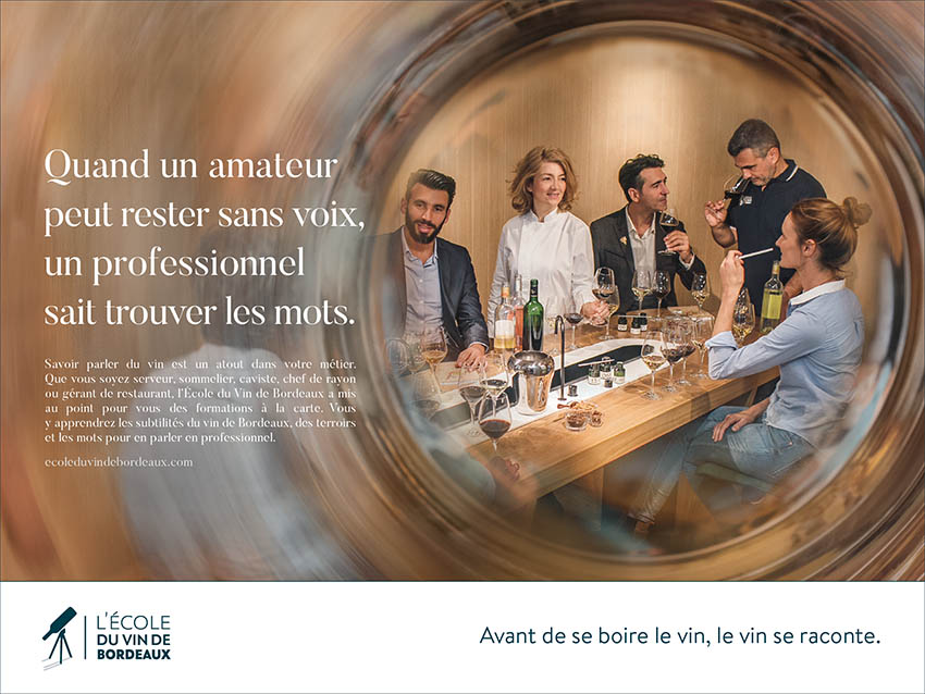 Campagne pour l'école du vin de Bordeaux - rester sans voix